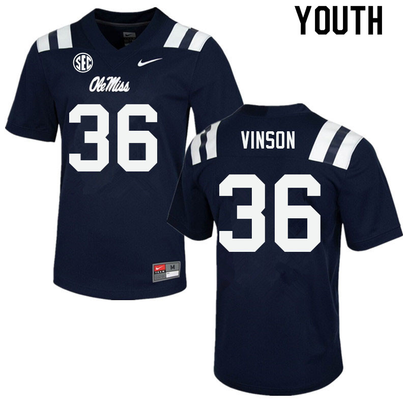 Youth #36 Rayf Vinson Ole Miss Rebels College Football Jerseys Sale-Navy